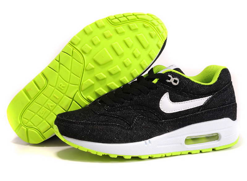 Nike Air Max 1 87 Fourrure Chaussures Hommes Noir Vert